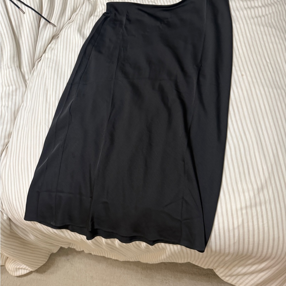 Elegant Black Women's Midi Satin Skirt